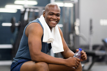 Wall Mural - african american man resting after workout