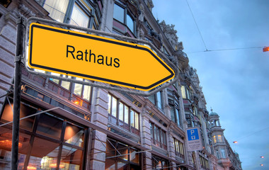 Wall Mural - Strassenschild 23 - Rathaus