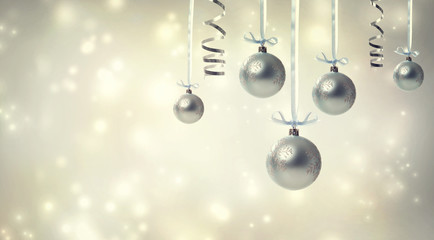 Wall Mural - silver christmas ornaments