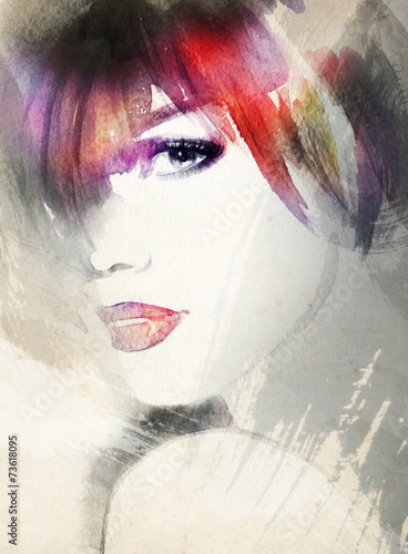 Plakat na zamówienie woman portrait .abstract watercolor .fashion background