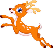 Cute Deer Cartoon Jumping