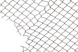 Fototapeta  - corner hole in the mesh wire fence