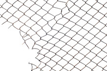 Corner Hole In The Mesh Wire Fence
