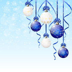 Wall Mural - Christmas balls on snowy background