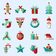 Sticker - Christmas icons set color