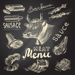 Wall Mural - Meat chalkboard set