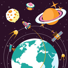 Poster - Space flat illustration