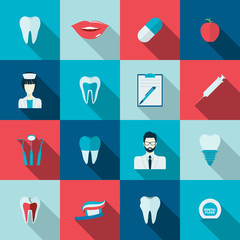 Wall Mural - Teeth icons flat