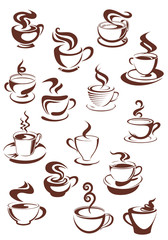 Sticker - Steaming coffee cups set