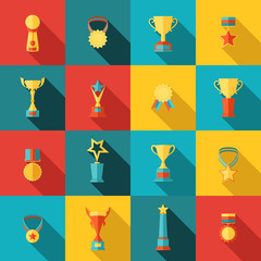 Sticker - Trophy icons set flat