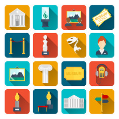 Wall Mural - Museum icons flat