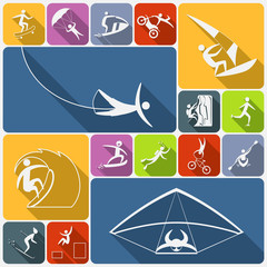 Wall Mural - Extreme sports icons flat