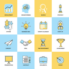 Poster - Business icons flat line set