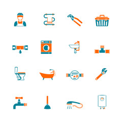 Poster - Plumbing icons set