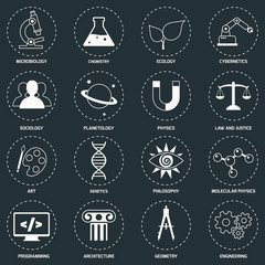 Canvas Print - Science areas icons white