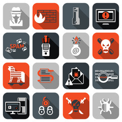 Sticker - Hacker icons set flat