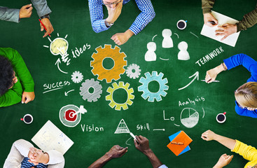 Wall Mural - teamwork business meeting unity gears working concept