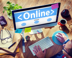 Canvas Print - Businessman Online Internet Computer Working Concept