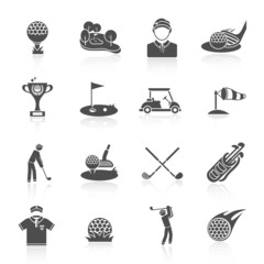 Canvas Print - Golf icons set black