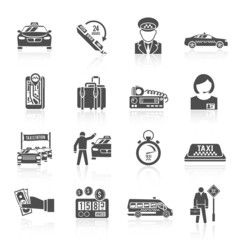 Poster - Taxi icons black set