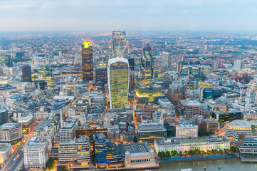 Canvas Print - Stunning aerial view of London night skyline