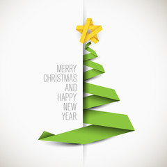 simple vector card with christmas tree