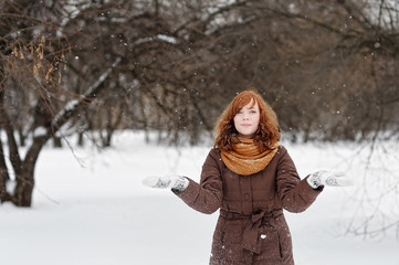 Young woman in winter