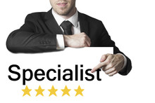 Businessman Pointing On Sign Specialist Isolated