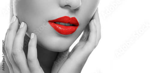 Fototapeta na wymiar Girl with red lipstick