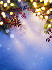 Wall Mural - art snowy christmas background;