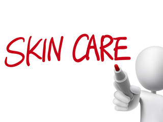 Wall Mural - skin care words written by 3d man