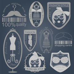 Set of vintage fashion and clothes style logos. Vector logo temp