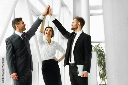 Business Team. Successful Business People Celebrating a Deal Poster