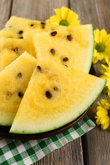 Wall Mural - Slices of yellow watermelon