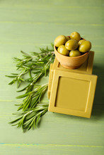 Bars Of Natural Soap With Rosemary And Olive Oil