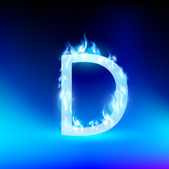 vector letter with blue fire