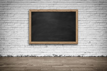 Blank Black Chalkboard. Background And Texture.
