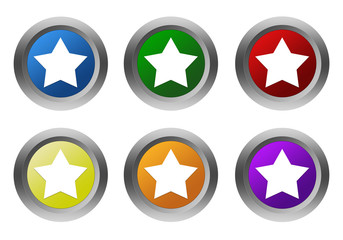 Wall Mural - set of rounded colorful buttons with star symbol