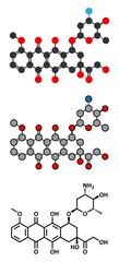 Canvas Print - Epirubicin cancer chemotherapy drug molecule.