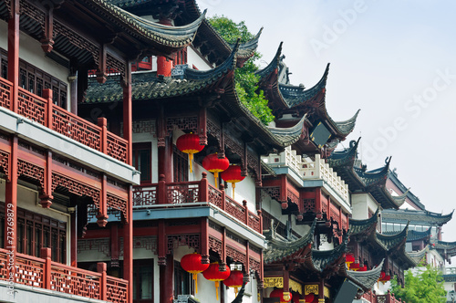 Chinese traditional buildings in Shanghai. Poster