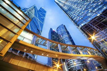 Wall Mural - Office buildings in central Hong Kong at night.