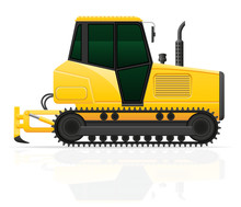 Caterpillar Tractor With Plow Vector Illustration