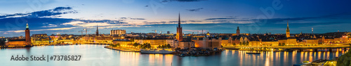 Fototapeta na wymiar Scenic summer night panorama of Stockholm, Sweden