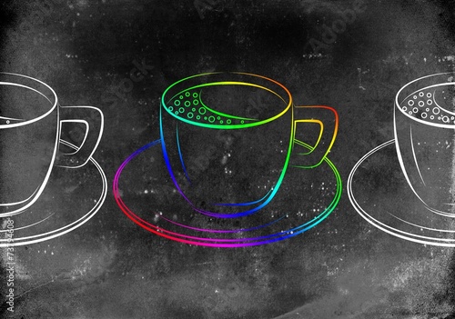 Naklejka - mata magnetyczna na lodówkę Coffee cup art illustration