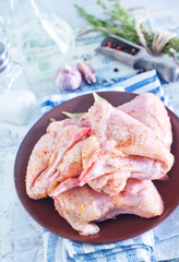 Canvas Print - raw chicken wings