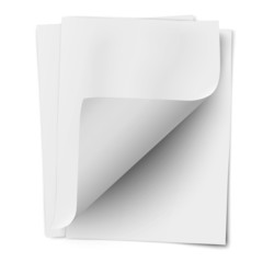 Wall Mural - Stack of three empty white sheets of notebook paper