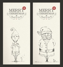 Merry Christmas Unique Hand Drawn Banner Set