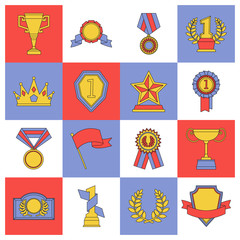 Canvas Print - Award icons set flat line