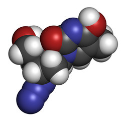 Sticker - Zidovudine (azidothymidine, AZT) HIV drug molecule.