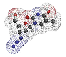 Sticker - Zidovudine (azidothymidine, AZT) HIV drug molecule.